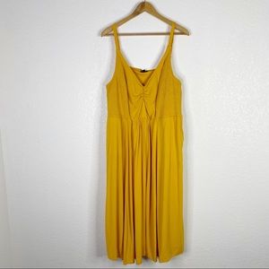 Torrid Mustard Yellow Smocked Side Midi Dress